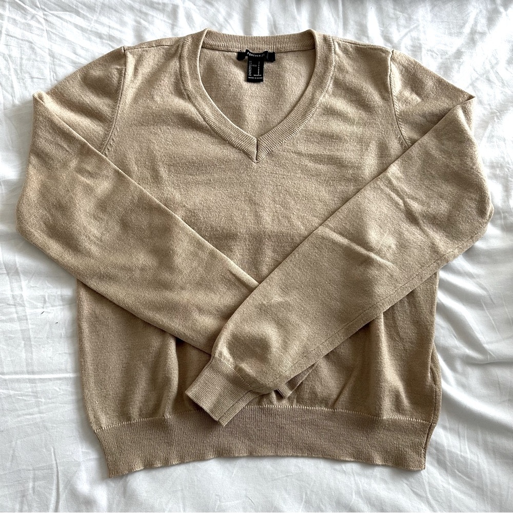 small tan v neck sweater